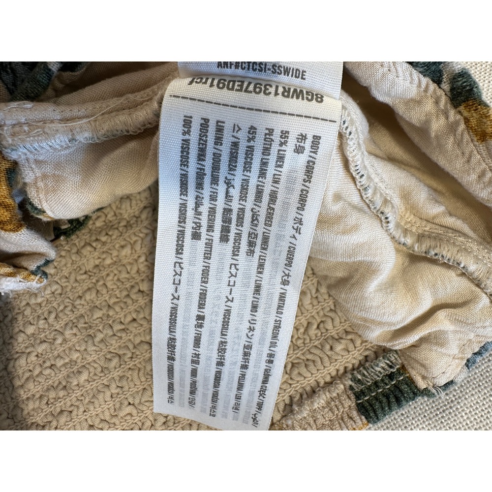 Abercrombie & Fitch Womens Yellow Green Floral Linen Blend Smocked Crop Top XXS - Picture 5 of 8